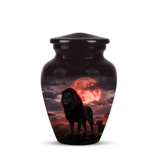 Lion Themed Cremation Urns - Blood Moon Scenic Urns For Loved Ones