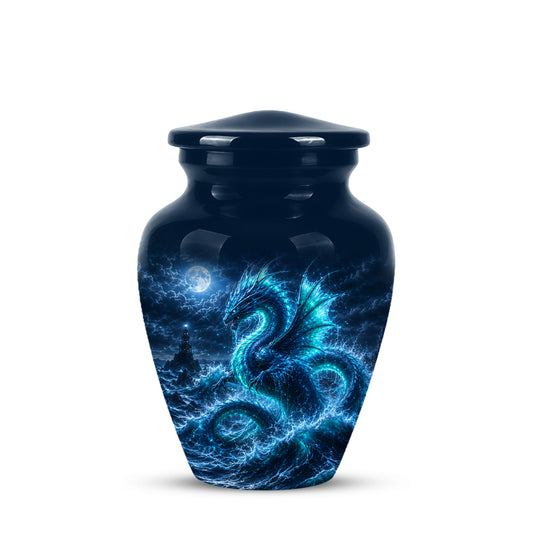 Mystical Blue Dragon Cremation Urn - Custom Handmade Burial Urns