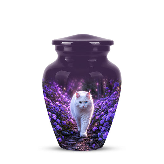 White Cat Cremation Urn - Personalized Burial Urns For Pet Ashes