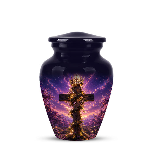 Cross With Crown Cremation Urn for Ashes – Spiritual Memorial Urns