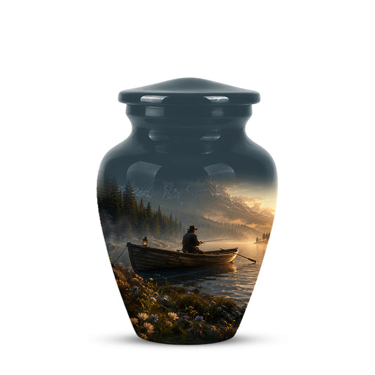 Fisherman Themed Urn - Artistic Fishing Landscape Urns For Human Ashes