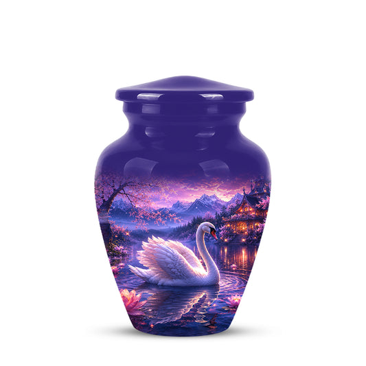 Swan & Cherry Blossom Serenade Urn - Beautiful Custom Urns For Ashes