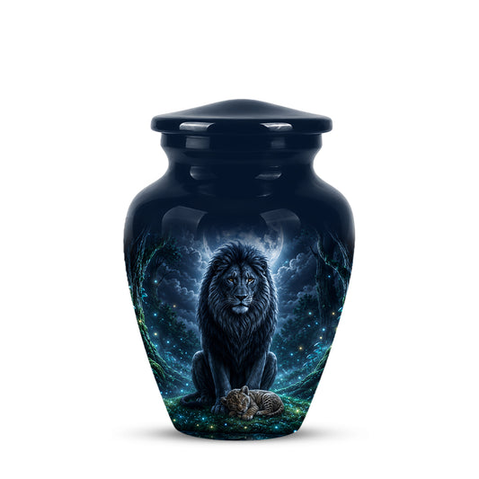 Lion And Moon Memorial Urn - Lion Adult Male Funeral Urns For Ashes