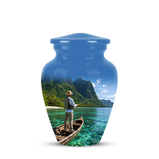 Father Fishing Cremation Urn - Majestic Memorial Urns For Human Ashes