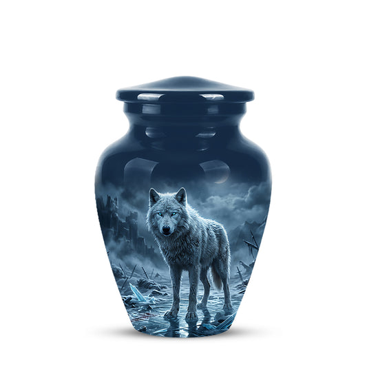 Moonlight White Wolf Urn for Human Ashes - Urns For Men & Women Ashes