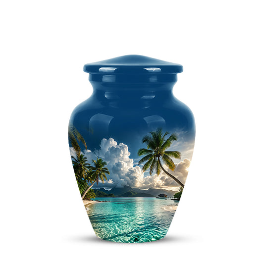Tropical Beach Cremation Urn - Custom Memorial Urns For Women Ashes