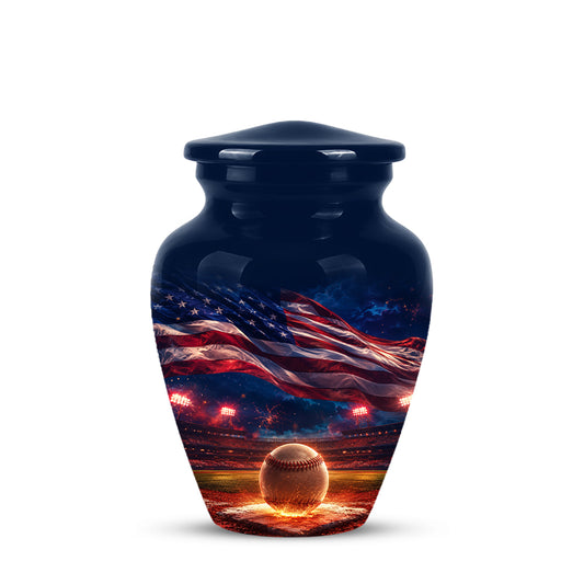 Baseball With American Flag - Custom Baseball Urns For Patriotic Human
