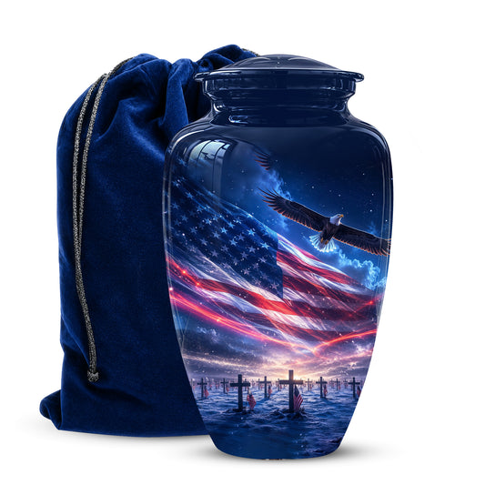 Personalized American Flag Cremation Urn for Ashes – Custom Military Memorial Urn