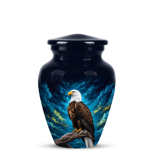 Cosmic Bald Eagle Cremation Urn - Decorative Memorial Urns For Human Ashes