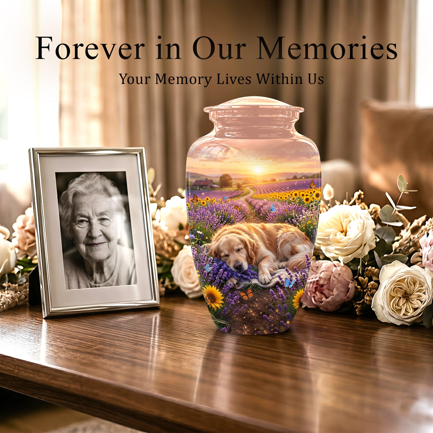 Golden Retriever Gog Memorial Urn - Personalized Pet Urns For Ashes