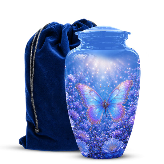 Heavenly Butterfly Memorial Urn - Blue Butterfly Urns For Women Ashes