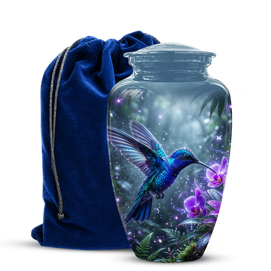 Flying Blue Hummingbird Urn - Majestic Memorial Urns For Human Ashes