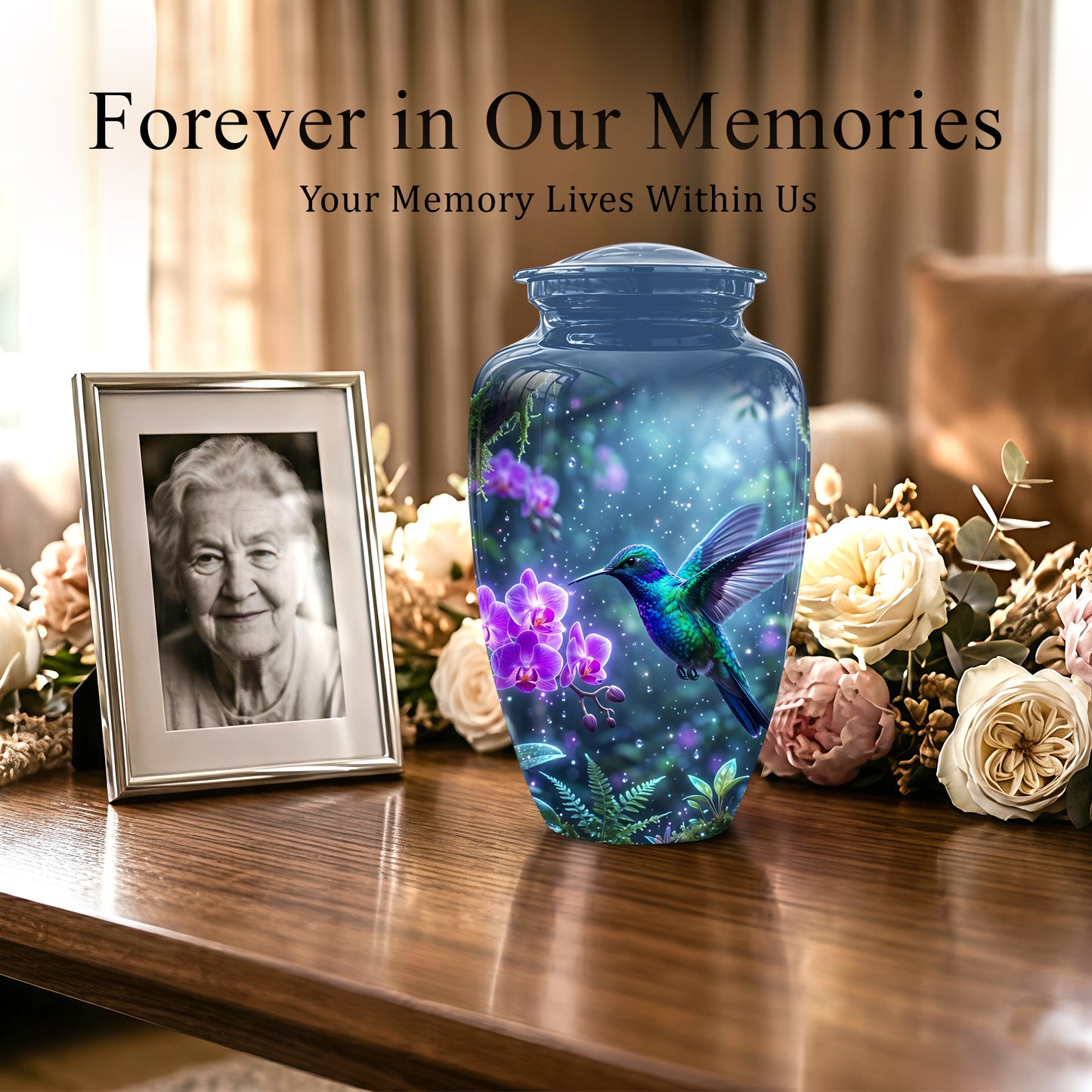 Celestial Hummingbird Cremation Urn - Beautiful Memorial Urns For Ashes