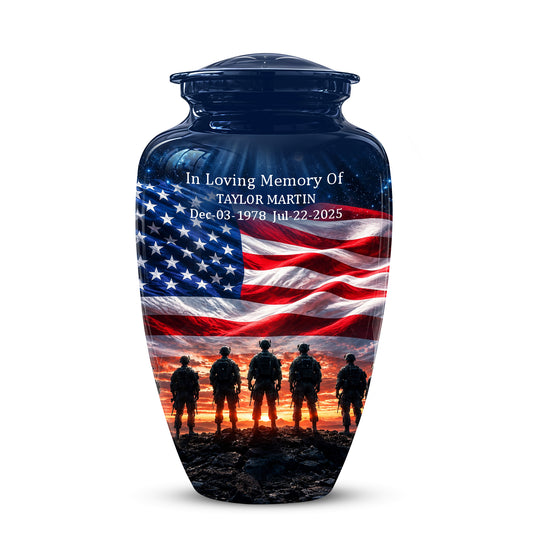 Patriotic Military Cremation Urn for Ashes – American Flag Tribute