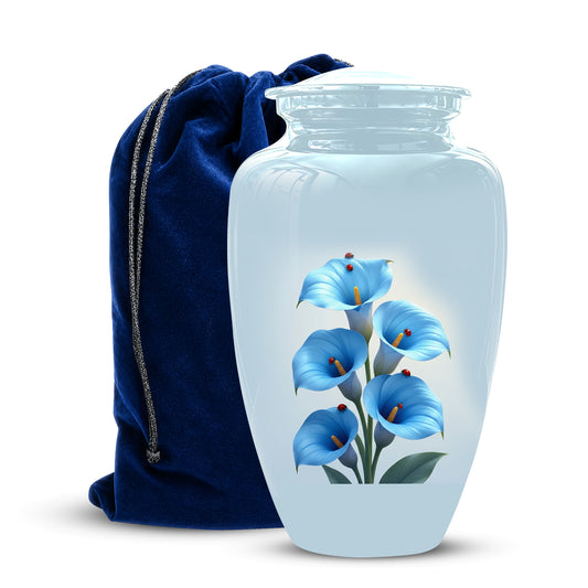 Personalized Blue Orchid Cremation Urn - Beautiful Urns For Women Ashes