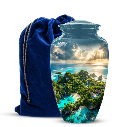 Beach Island Cremation Urn For Human Ashes - Adult Size Memorial Urns