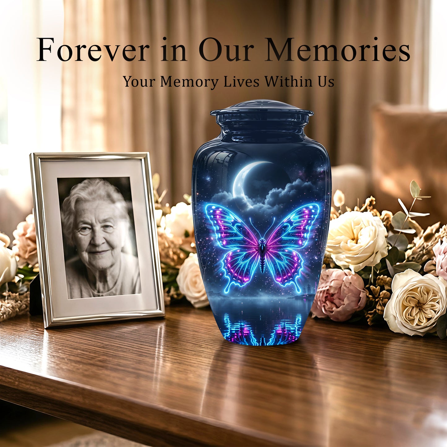 Colorful Flying Butterfly Urn - Moonlight Memorial Urns For Mom Ashes