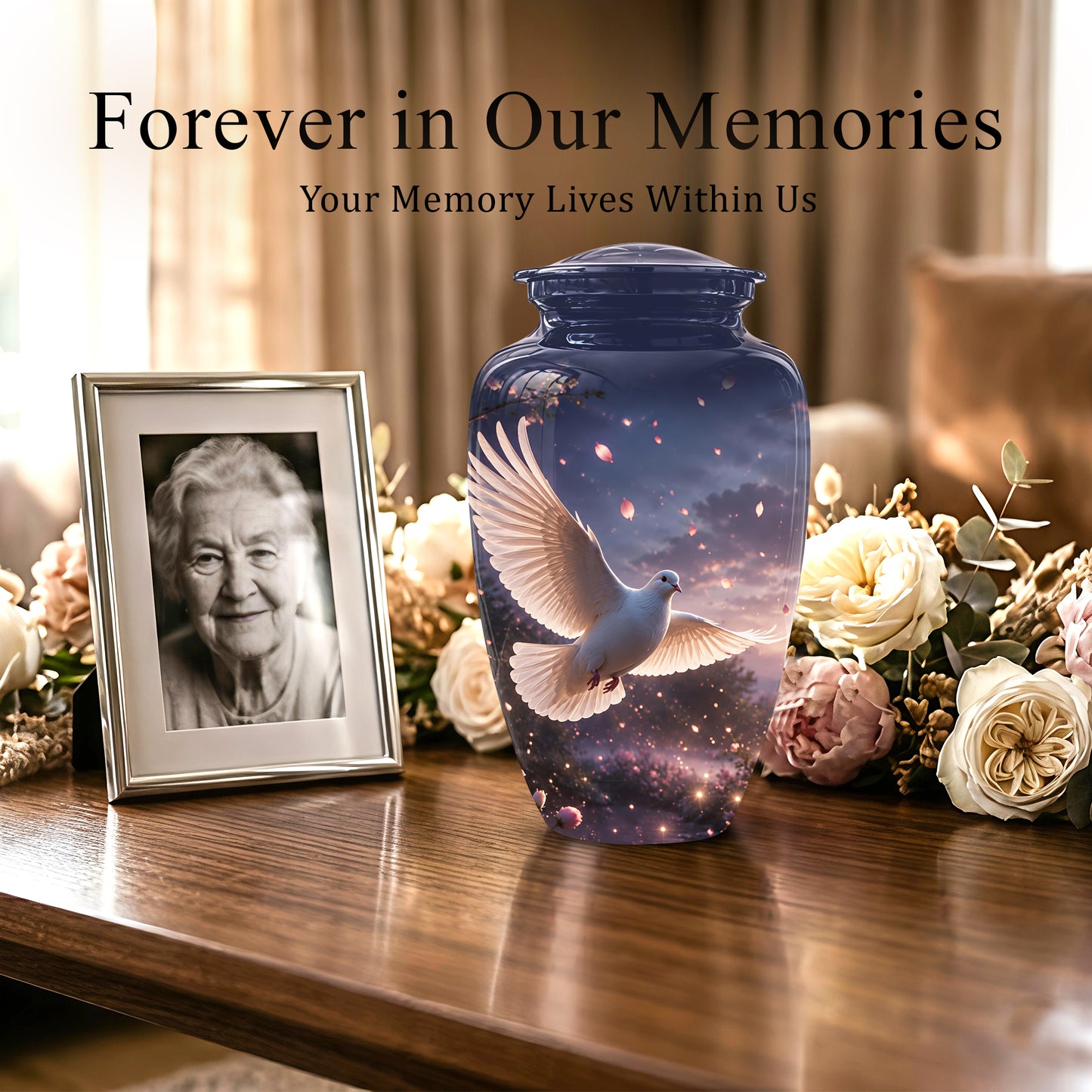 Flying White Dove Cremation Urn - Classic Memorial Urns For Adult Ashes