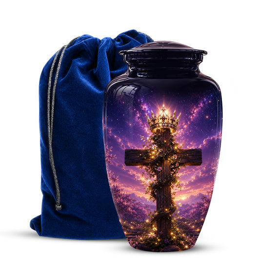Cross With Crown Cremation Urn for Ashes – Spiritual Memorial Urns