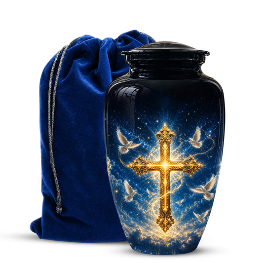 Golden Cross Cremation Urn – Celestial Urns For Men & Women Ashes