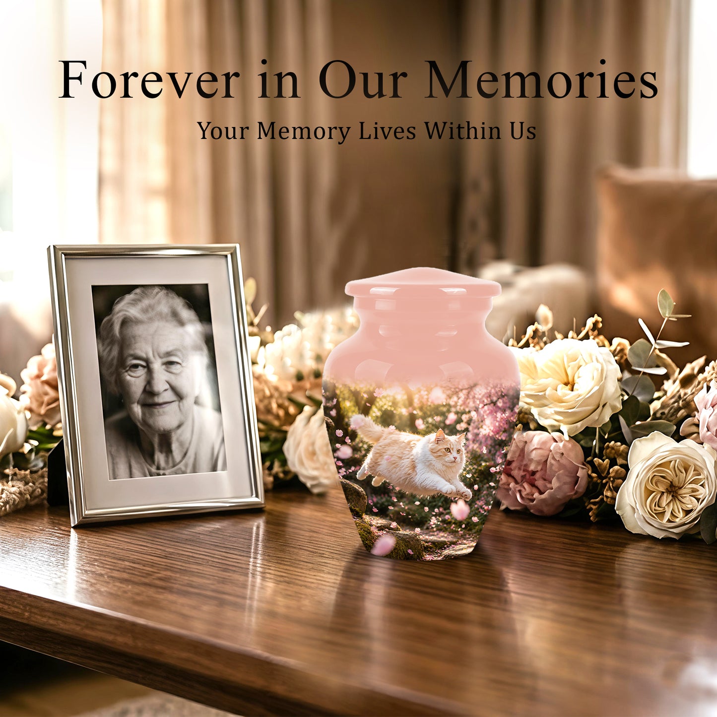 Fluffy Cat Pet Cremation Urn - Beautiful Pet Memorial Urns For Ashes