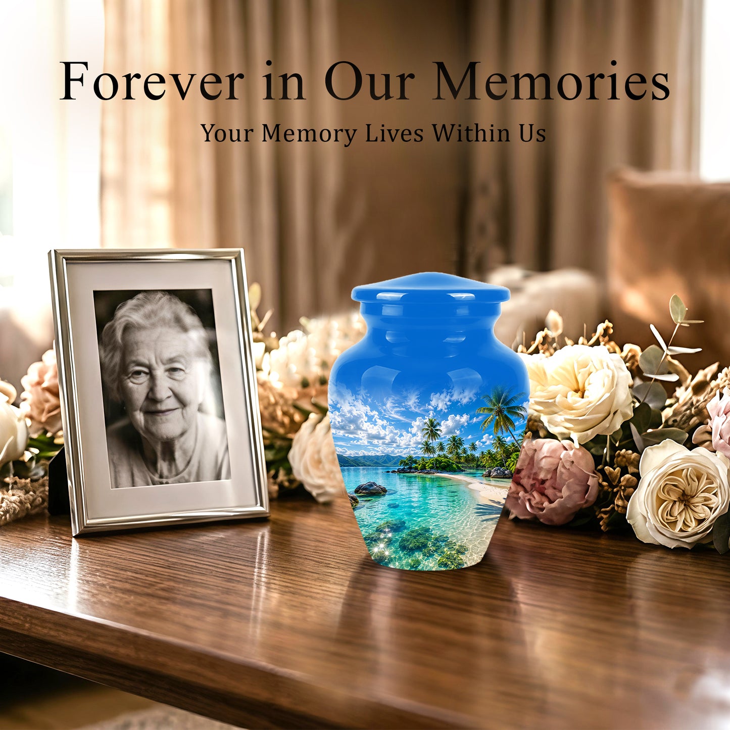 Beach Themed Burial Urn - Personalized Cremation Urns For Human Ashes