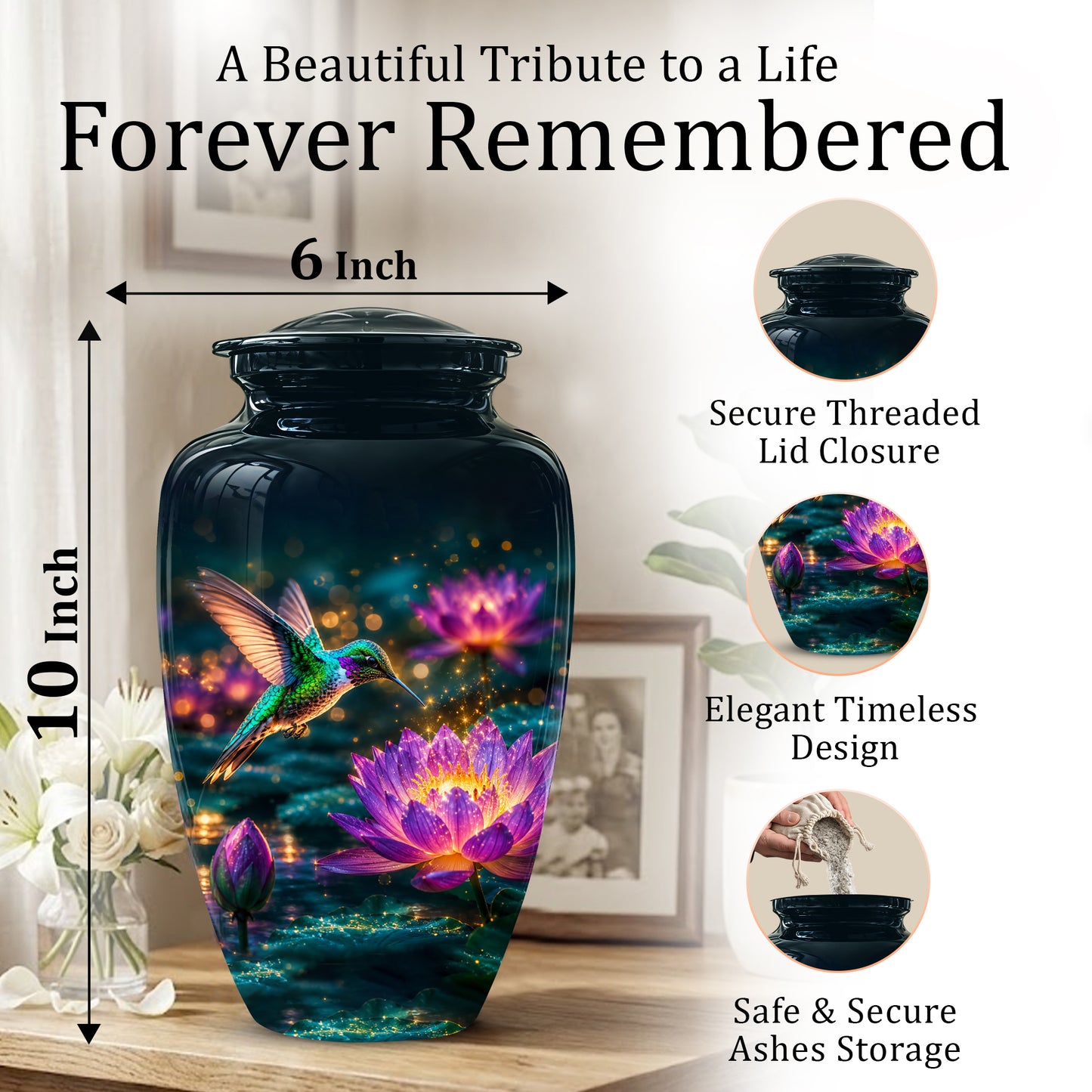 Beautiful Handcrafted Hummingbird Urn - Custom Memorial Urns For Ashes