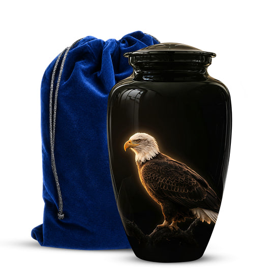 Bald Eagle Cremation Urn - Personalized Black Urns For Human Ashes