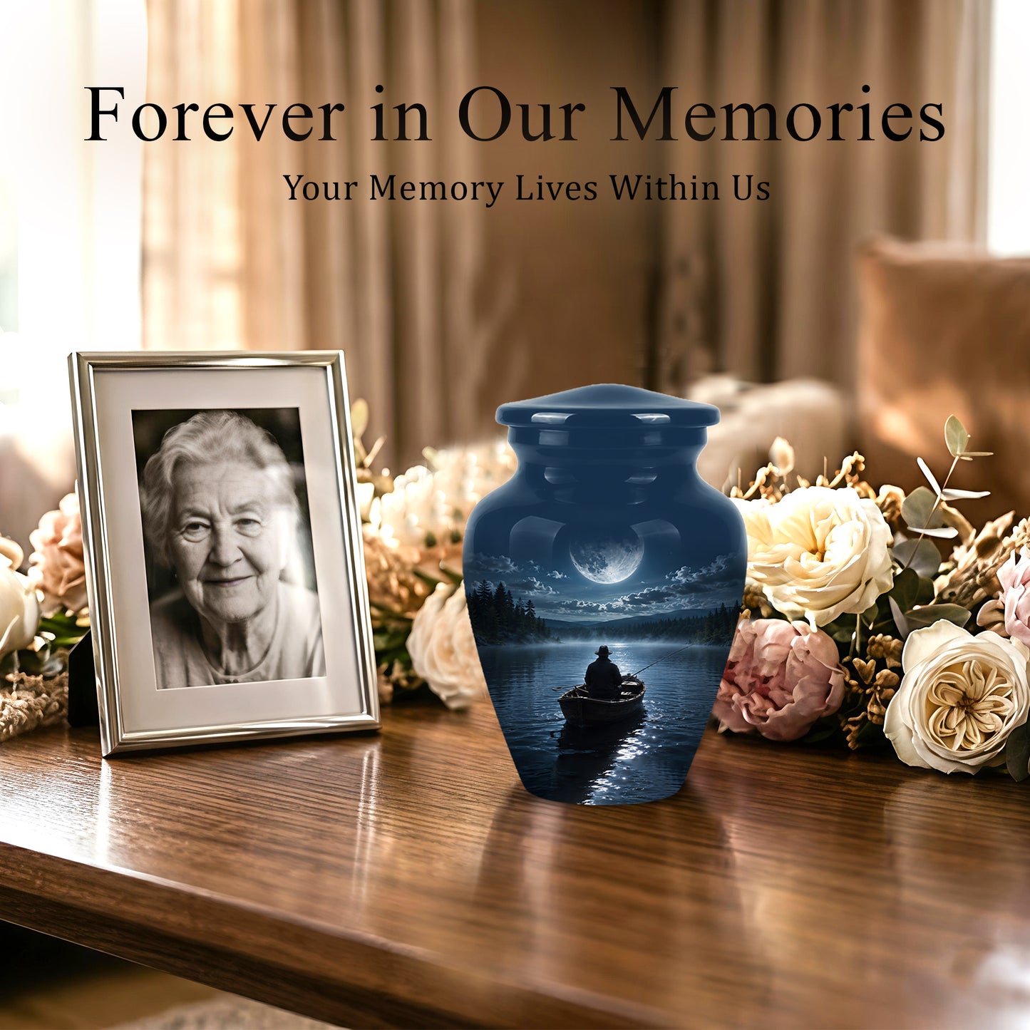 Fishing Memorial Urn - Affordable Night Fishing Themed Urns For Ashes