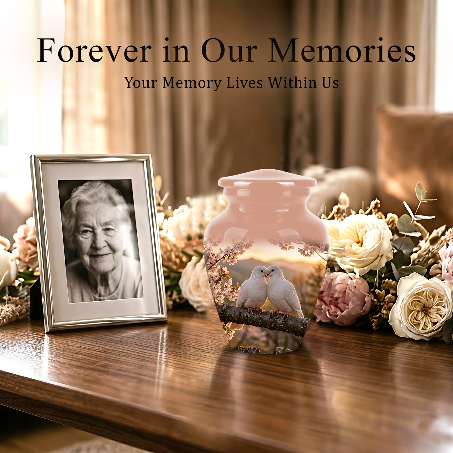White Couple Dove - Peaceful Memorial Urns To Tribute Lover's Ashes