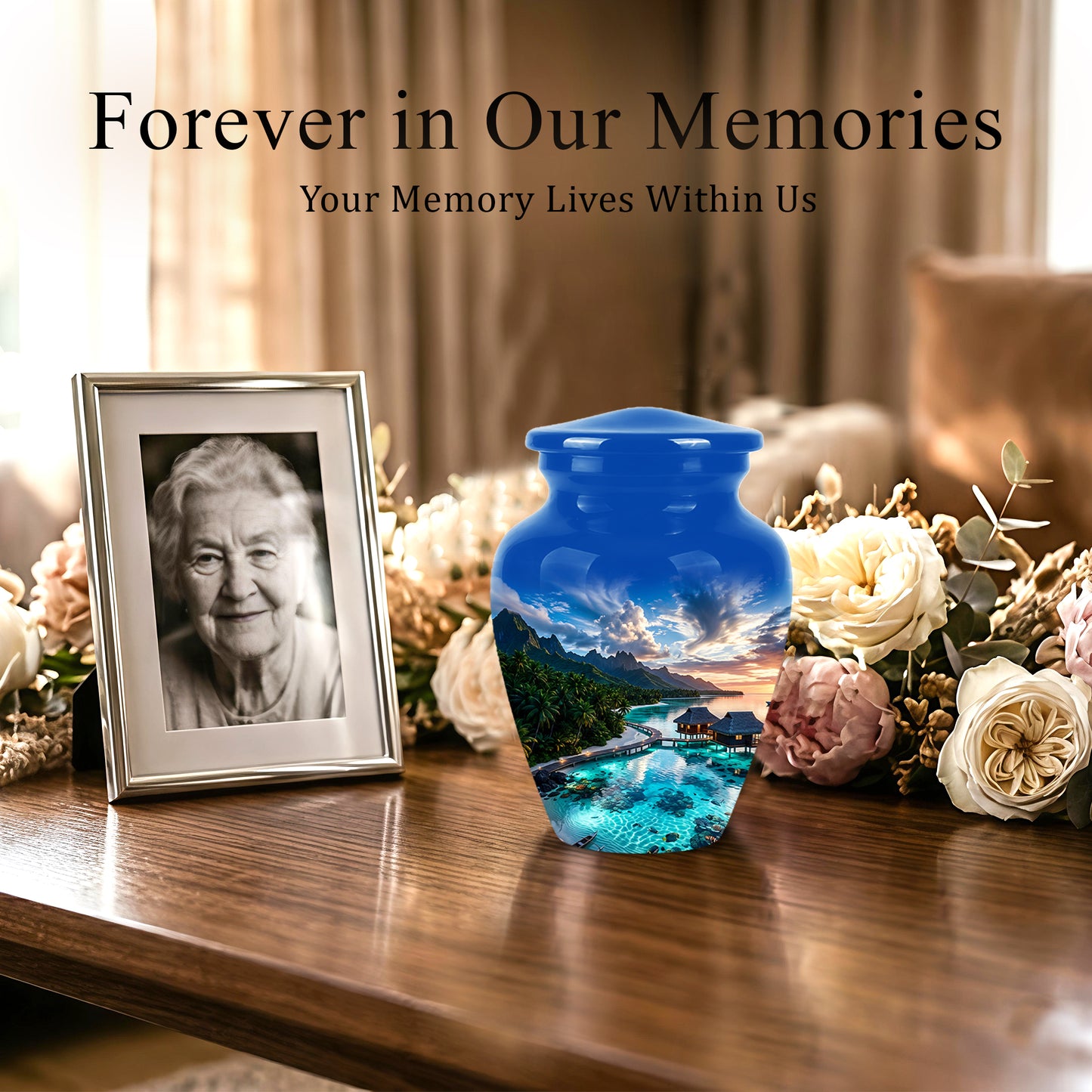 Beach Themed Cremation Urn - Personalized Burial Urns For Human Ashes
