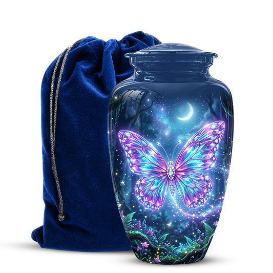 Glowing Colorful Butterfly Memorial Urn - Majestic Urns For Ashes