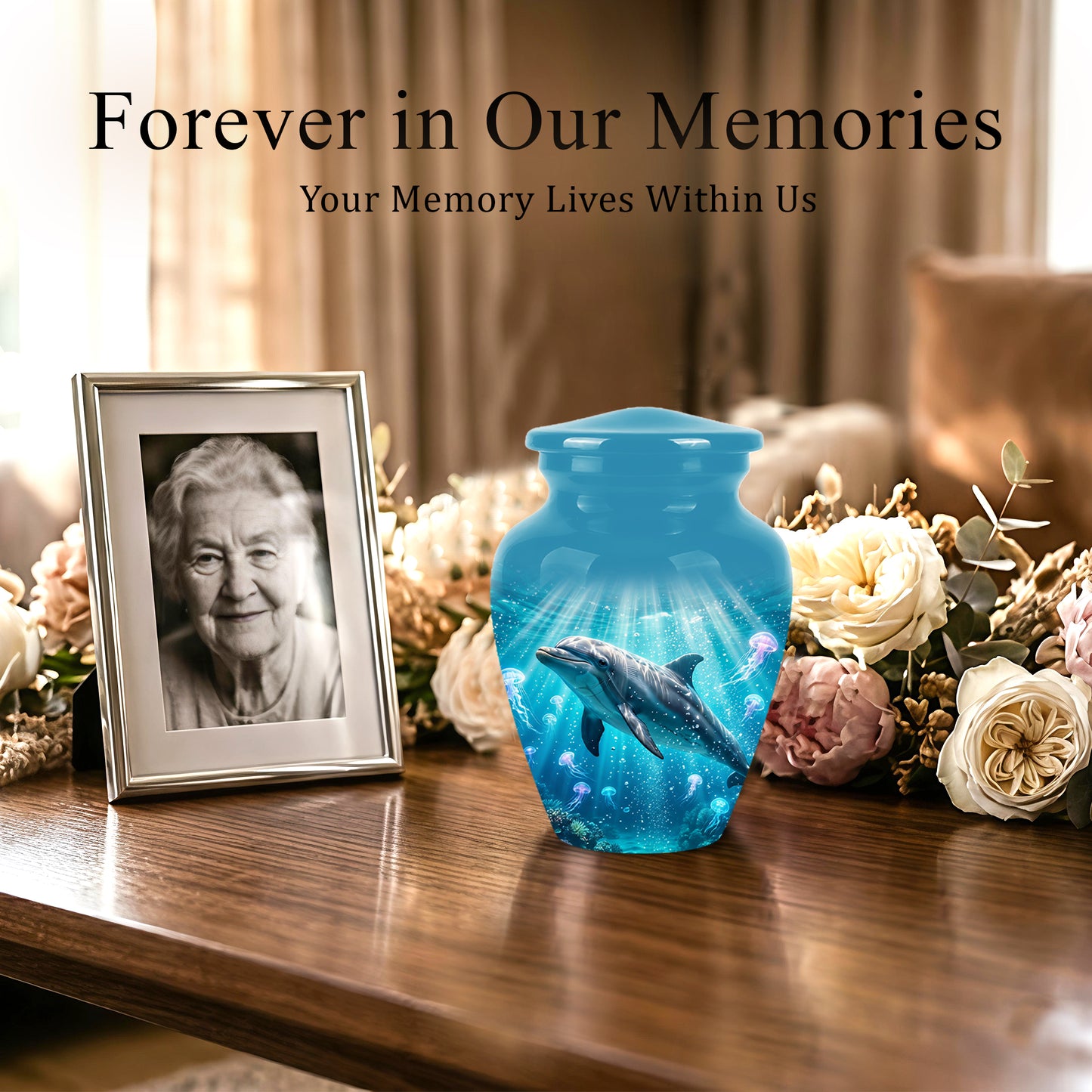 Dolphin Themed Urn - Beautifully Handcrafted Burial Urns For Mom Ashes