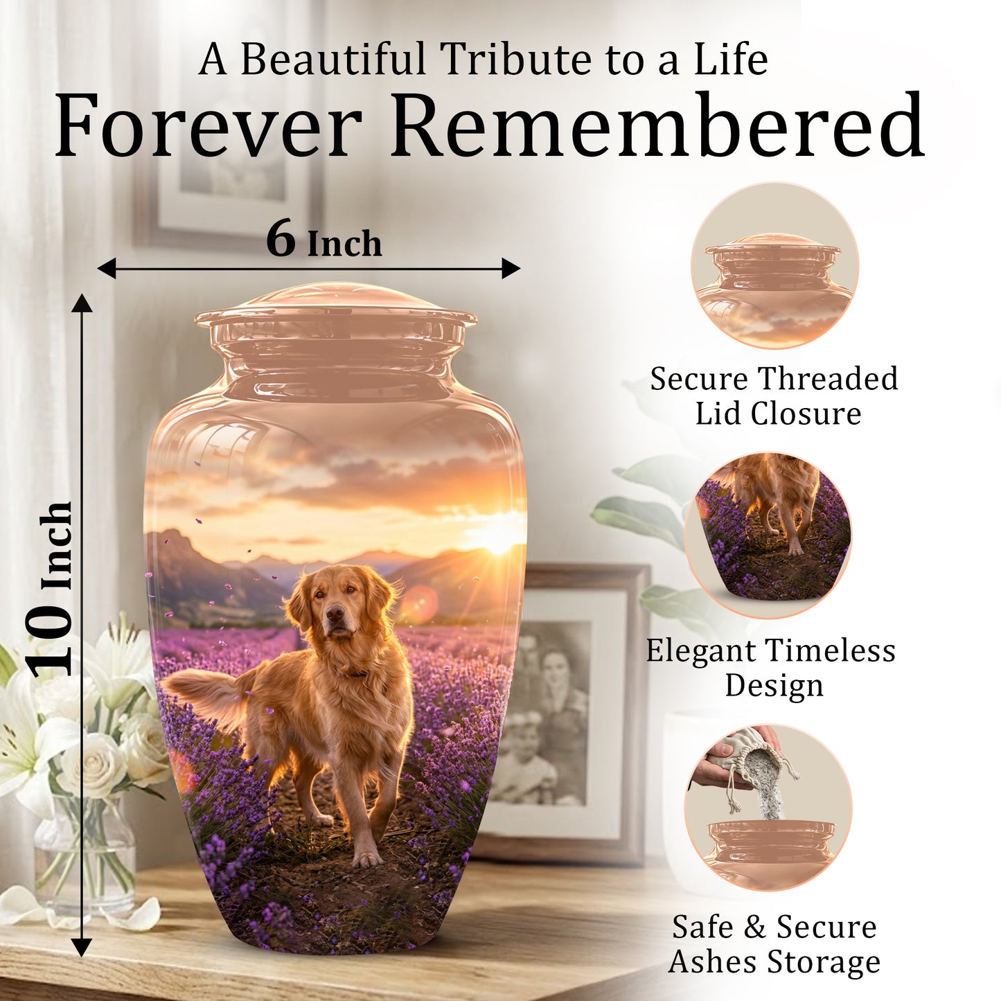 Golden Retriever Memorial Urn - Eternal Resting Urn For Pet Dog Ashes
