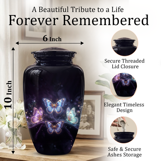 Flying Butterfly Urns For Mom Ashes - Handcrafted Black Cremation Urns