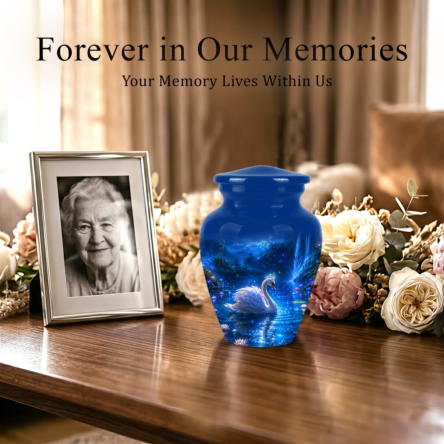 White Swan Memorial Urn - Custom Cremation Urns For Men & Women Ashes