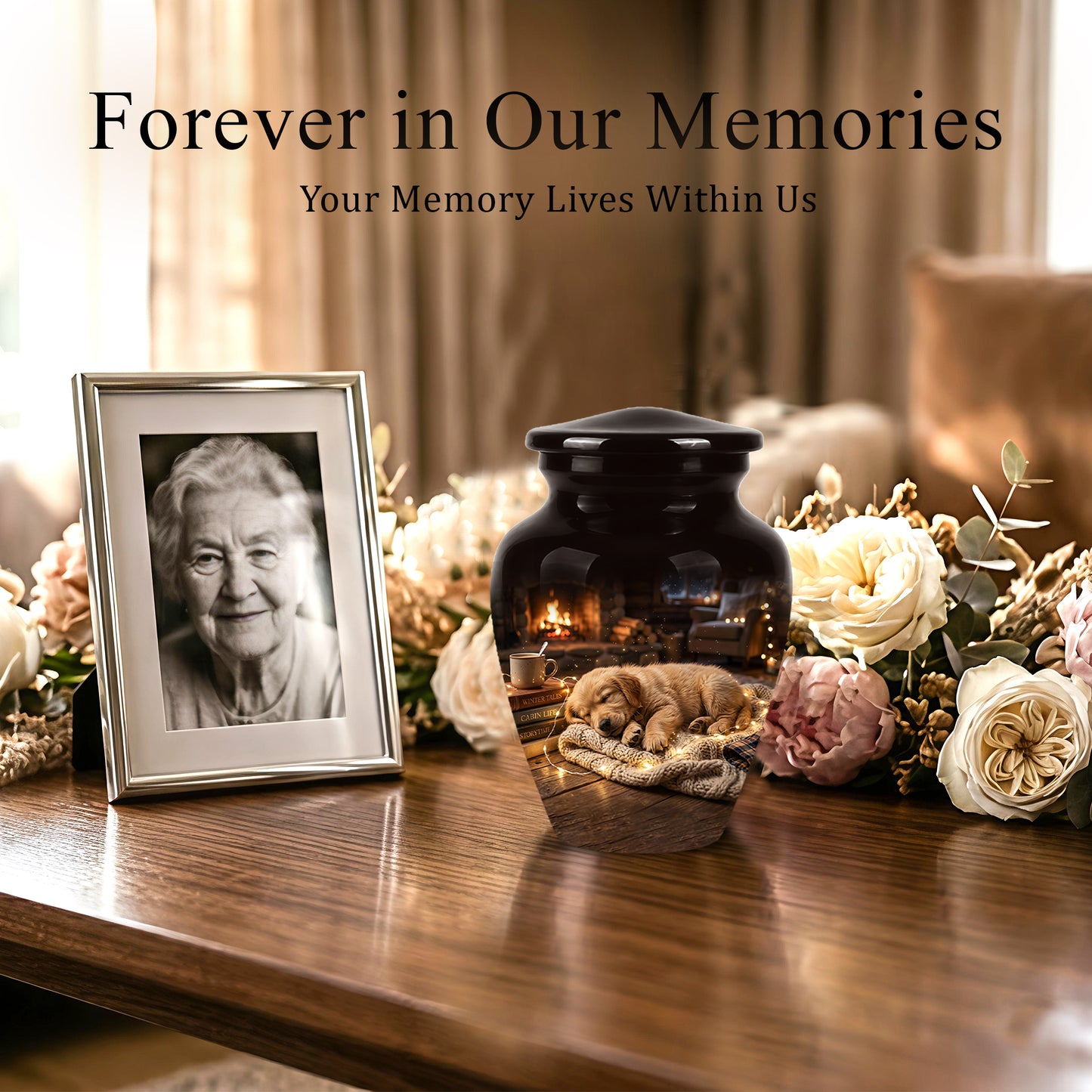 Dog Puppy Cremation Urn - Resting Eternal Memorial Urns For Pet Ashes