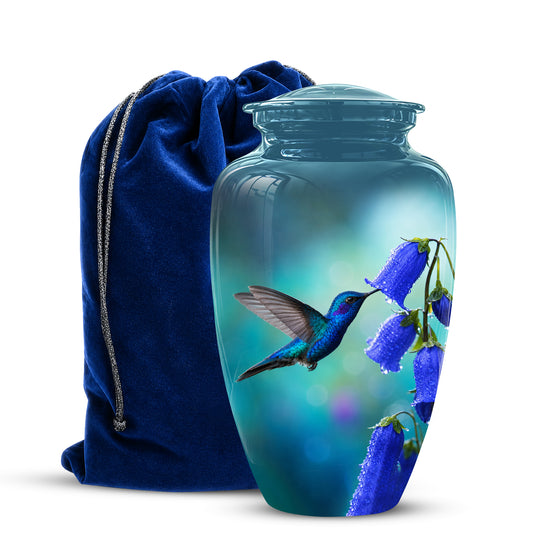 Blue Hummingbird Custom Urn - Majestic Funeral Urns For Ashes On Sale