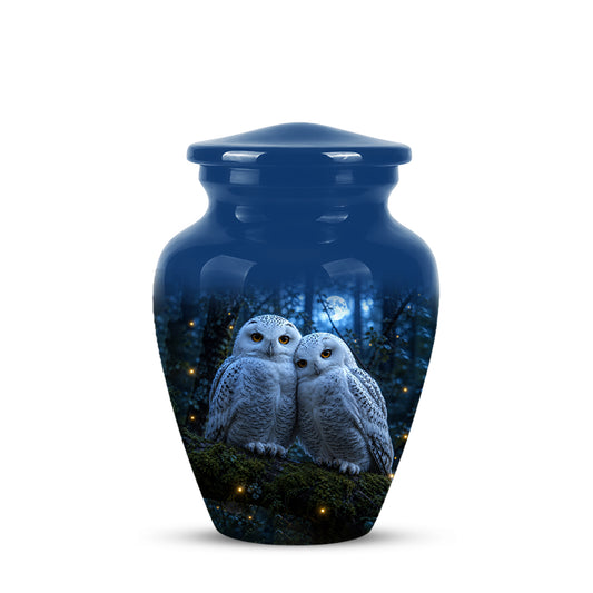 Snowy Owl Cremation Urn - Majestic Blue Memorial Urns For Human Ashes