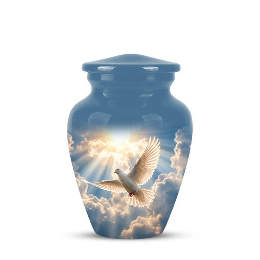 White Dove Bird Themed Urn - Custom Handcrafted Memorial Urns For Ashes