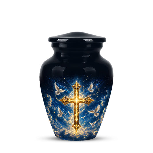 Golden Cross Cremation Urn – Celestial Urns For Men & Women Ashes