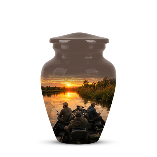 Fisherman Sunset Cremation Urn - Personalized Burial Urns For Ashes
