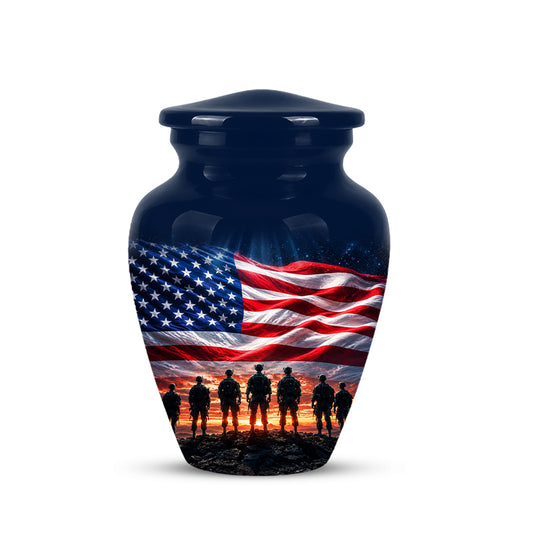 Patriotic Military Cremation Urn for Ashes – American Flag Tribute