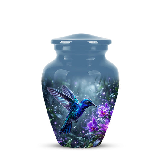 Flying Blue Hummingbird Urn - Majestic Memorial Urns For Human Ashes
