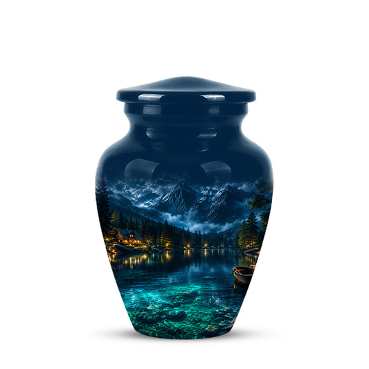 Mountain Lake Cremation Urn - Night Landscape Urns For Human Ashes