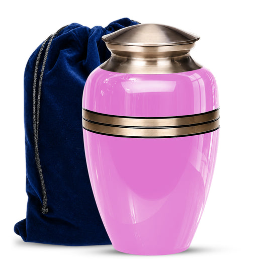 Pink Memorial Ashes Urn For Men and Women - 10 inch Urn For Burial