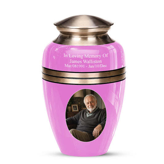 Pink Memorial Ashes Urn For Men and Women - 10 inch Urn For Burial