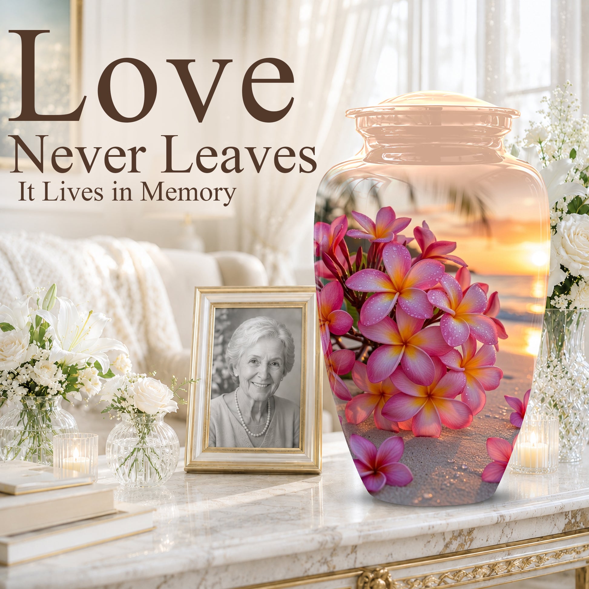 Personalized Flower Cremation Urn - Premium Adult Memorial Urn On Sale