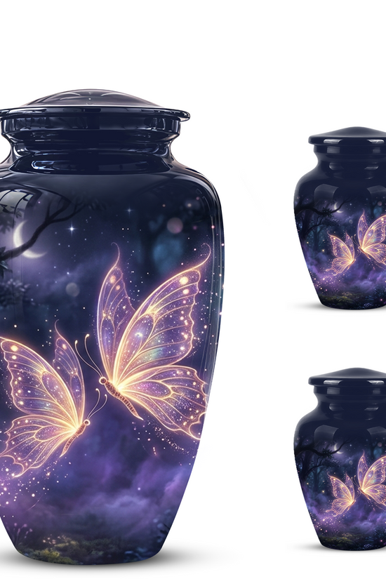 Purple Butterfly Cremation Urn - Beautiful Urns for Women Ashes