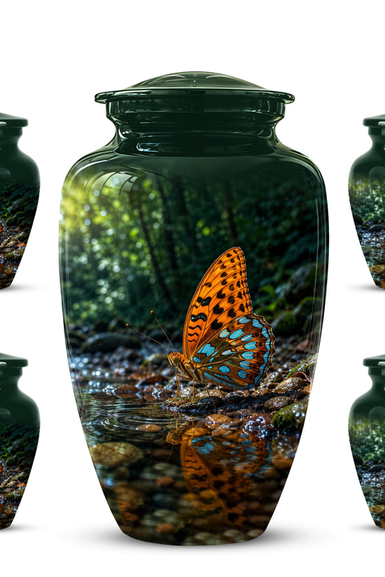 Orange Butterfly Memorial Urn - Personalized Memorial Urns For Ashes